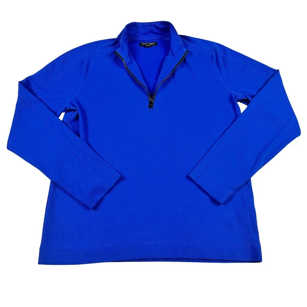 Banana Republic Core Temp Mens Medium Blue Quarter Zip Pullover Minimalist EUC